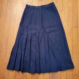 Vintage Navy Blue Pleated Midi Skirt 6 Dark Academia School Girl Twee Preppy‎